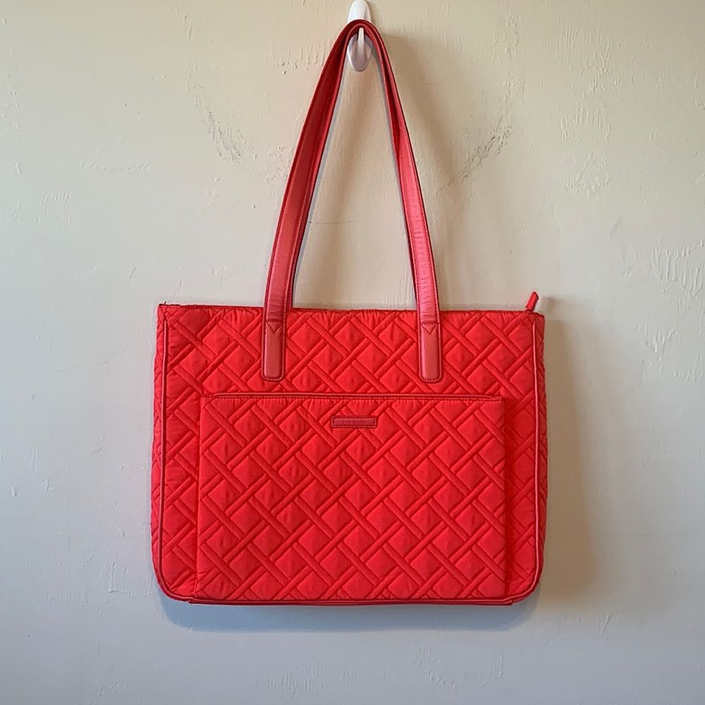 Quilted Red Tote Bag - Women's Shoulder Bag